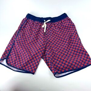 Fair‎ Harbor Red and Blue Geometric Men's Athletic Shorts / Swim Wear